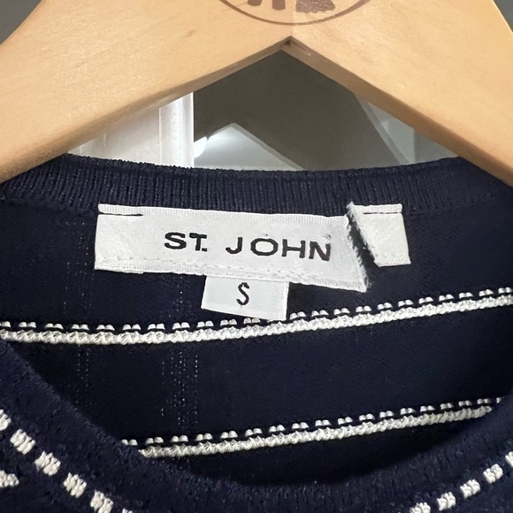 ST. JOHN Striped Crew Neck Crop Top - Size S - Picture 8 of 8